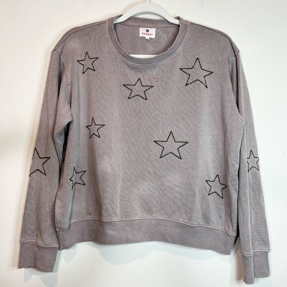 Sundry Sweatshirt 1 Small Womens Mauve Embroidered Stars Pullover Size Small - Picture 9 of 9